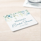 Teal Blue Green Floral Rechteckiger Pappuntersetzer (angewinkelt)