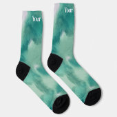 Teal Blue Green Marble | Custom Name Socken (Rechts)