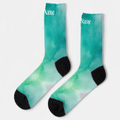 Teal Blue Green Marble | Custom Name Socken (Linkes Detail)