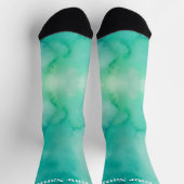 Teal Blue Green Marble | Custom Name Socken (Oben)