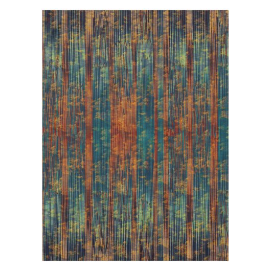 Teal Blue Green Orange Busy Abstract Tablecloth Tischdecke (Vorderseite)