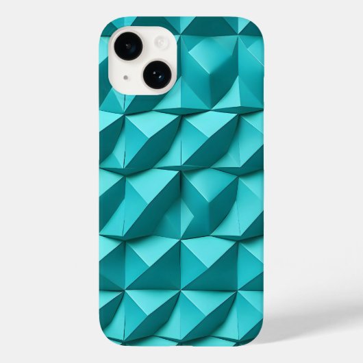 Teal Blue iPhone Case Minimalist 3D Design Trendy (Rückseite)