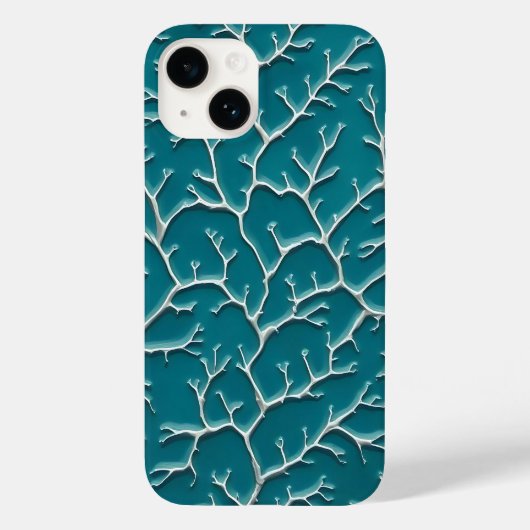 Teal Blue iPhone Case with Vein Texture (Rückseite)