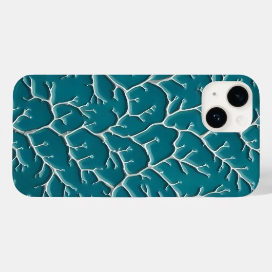 Teal Blue iPhone Case with Vein Texture (Rückseite (Horizontal))