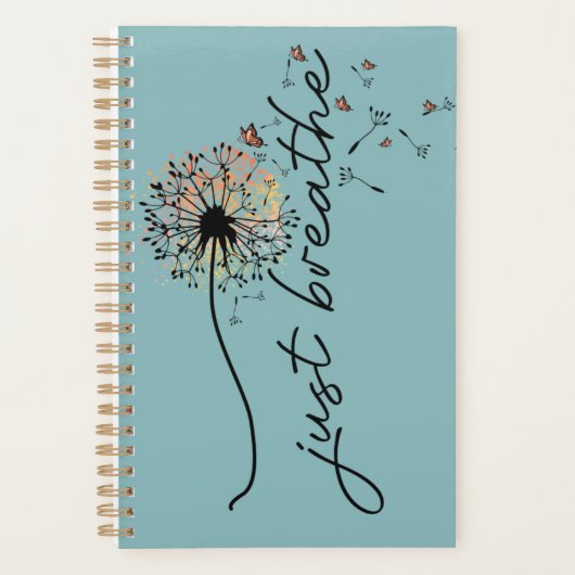 Teal Blue "Just Breathe" Daily Planner Planer (Vorderseite)