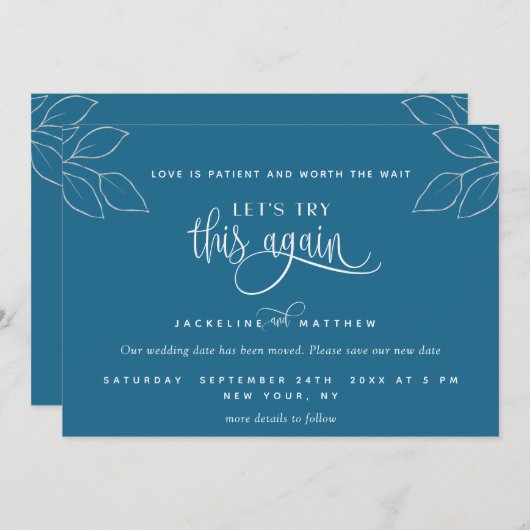 Teal Blue, Let's Try This Again, Love is Patient Save The Date (Vorne/Hinten)