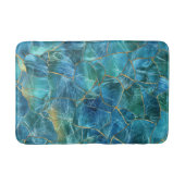 Teal Blue Marble Texture with Gold Veins Badematte (Vorderseite)