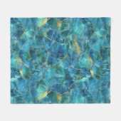 Teal Blue Marble Texture with Gold Veins Fleecedecke (Vorderseite (Horizontal))