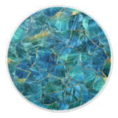 Teal Blue Marble Texture with Gold Veins Keramikknauf (Vorderseite)