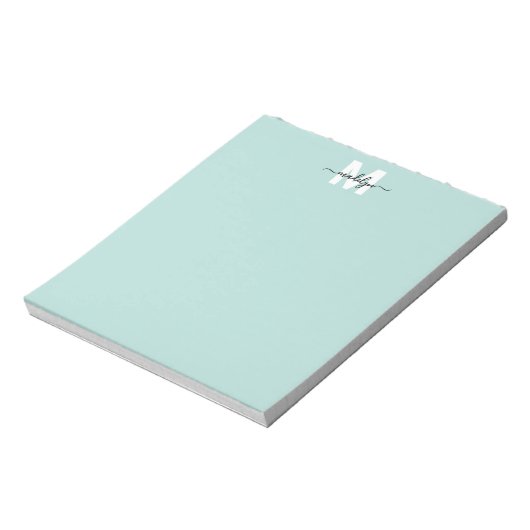 Teal Blue Monogram Notizblock (Rotiert)
