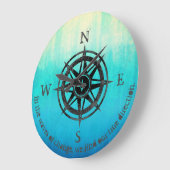 Teal Blue Ombre Sea Große Wanduhr (Winkel)