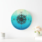 Teal Blue Ombre Sea Große Wanduhr (Zuhause)