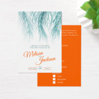 Teal blue orange tropical palm wedding meal option