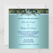 Teal Blue Peacock Wedding Invitation Einladung (Rückseite)