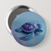 Teal Blue Purple Turtle Colorful Sea Turtle Button (Vorne & Hinten)