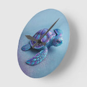 Teal Blue Purple Turtle Colorful Sea Turtle Runde Wanduhr (Winkel)