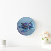Teal Blue Purple Turtle Colorful Sea Turtle Runde Wanduhr (Zuhause)