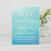 Teal & Blue Schatten Watercolor Wedding Einladung (Stehend Vorderseite)