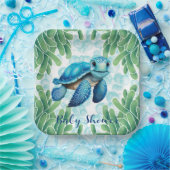 Teal Blue Sea Turtle Boy Baby Dusche Pappteller (Party)