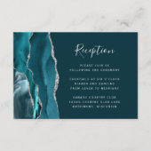 Teal Blue Silver Agate Wedding Reception Begleitkarte (Vorderseite)