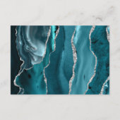 Teal Blue Silver Agate Wedding Reception Begleitkarte (Rückseite)