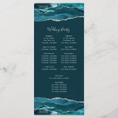 Teal Blue Silver Agate Wedding Suite Programm (Rückseite)