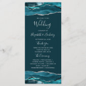 Teal Blue Silver Agate Wedding Suite Programm (Vorderseite)