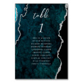 Teal Blue Silver Agate Wedding Tischnummer (Vorderseite)
