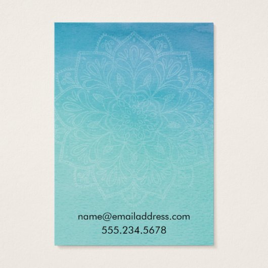 Teal Blue Watercolor Mandala Earring Display Cards (Rückseite)