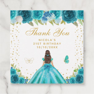 Teal Blumenbraut Haare Prinzessin Geburtstagsfeier Geschenkanhänger