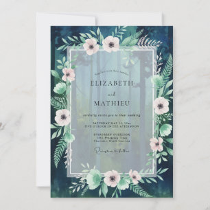 Teal Blush Anemone Hochzeit Einladung