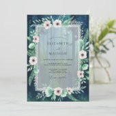 Teal Blush Anemone Hochzeit Einladung (Stehend Vorderseite)