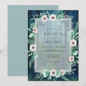 Teal Blush Anemone Hochzeit Einladung (Vorne/Hinten)