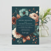 Teal Blush Anemonen-Hochzeit Einladung (Stehend Vorderseite)