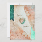 Teal Blush Lace Heart Baroque Romance Wedding Einladung (Rückseite)