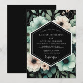 Teal & Blush Moody Floral Wedding Einladung (Vorne/Hinten)