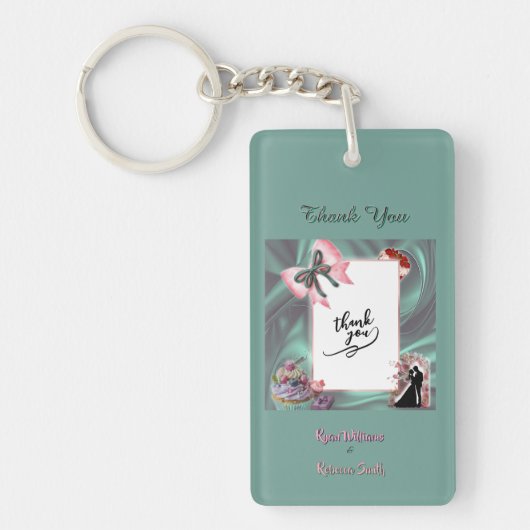 Teal & Blush Wedding Acrylic Keychain  Schlüsselanhänger (Vorderseite)