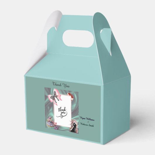 Teal & Blush Wedding Favor Box Geschenkschachtel (Vorderseite)