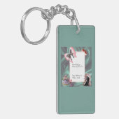 Teal & Blush Wedding Favor Keychain Schlüsselanhänger (Vorderseite links)