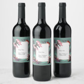 Teal & Blush Wedding Wine Bottle Label Weinetikett (Flaschen)