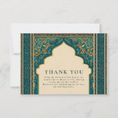 Teal-Bogen-Islamische-Hochzeit Dankeskarte (Vorderseite)