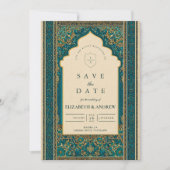 Teal-Bogen islamische Hochzeit Save The Date (Vorderseite)