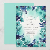 Teal Bold Coastal Wedding Einladung (Vorne/Hinten)