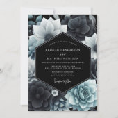 Teal Botanical Opulence Wedding Einladung (Vorderseite)