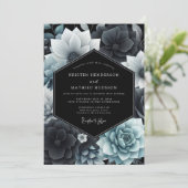Teal Botanical Opulence Wedding Einladung (Stehend Vorderseite)