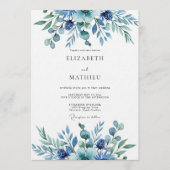Teal Botanical Whimsy Wedding Einladung (Vorderseite)