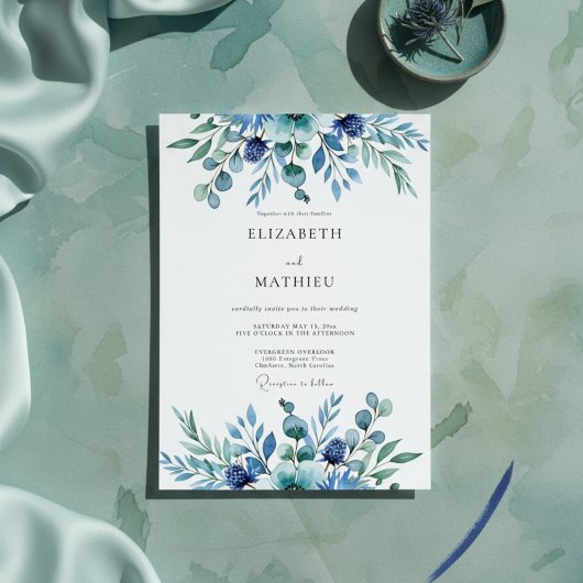 Teal Botanical Whimsy Wedding Einladung