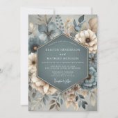Teal Botanical Whimsy Wedding Einladung (Vorderseite)