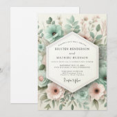 Teal Botanical Whimsy Wedding Einladung (Vorne/Hinten)