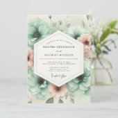 Teal Botanische Traumhochzeit Einladung (Stehend Vorderseite)